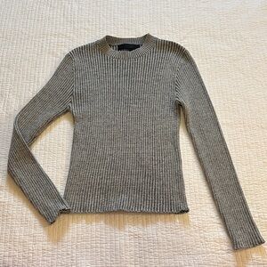 Forever 21 Black and Gray Ribbed Knit Top